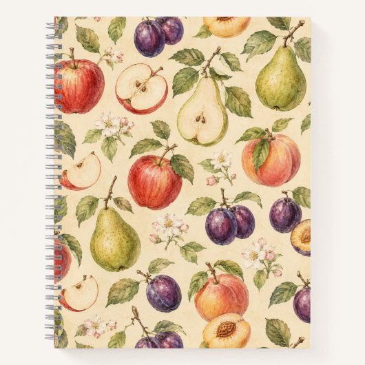 Obstgarten Frucht Aquarellmuster Notizblock (Vorderseite)