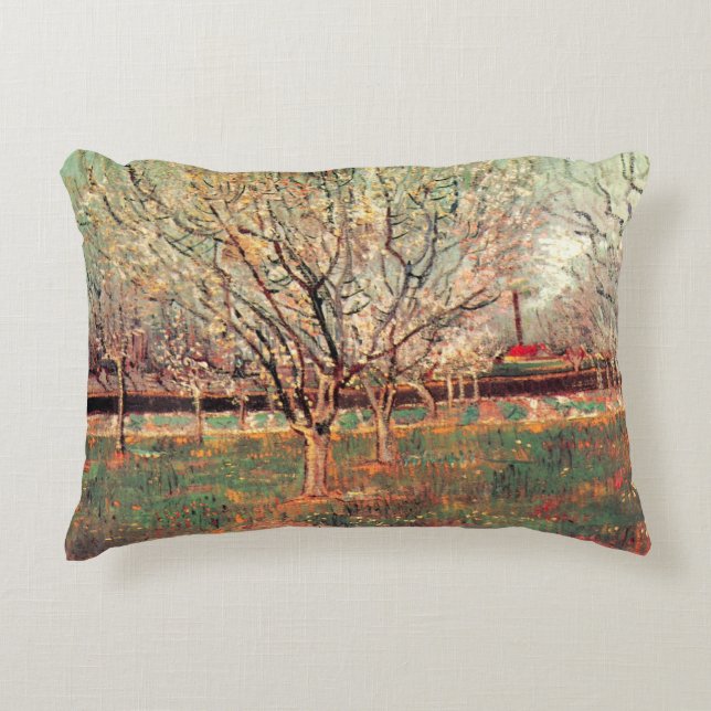 Obstgarten in Blossom, Pflaumen von Vincent van Go Dekokissen (Vorderseite)