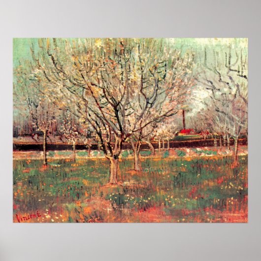 Obstgarten in Blossom, Pflaumen von Vincent van Go Poster (Vorne)