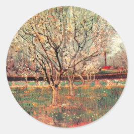 Obstgarten in Blossom, Pflaumen von Vincent van Go Runder Aufkleber