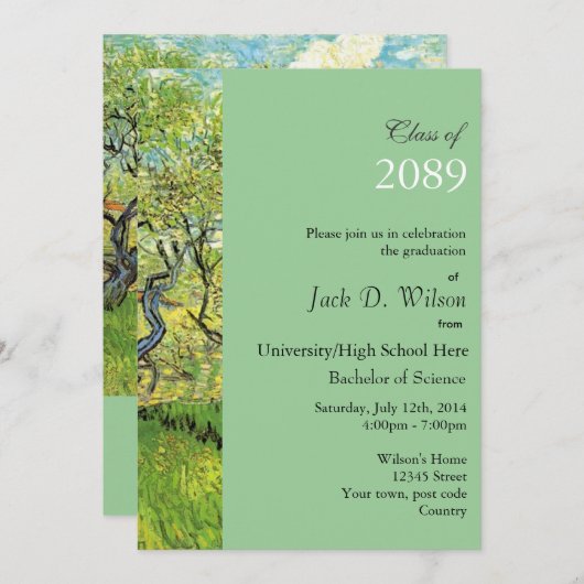 Obstgarten in Blossom, Van Gogh, Abschluss Einladung (Vorne/Hinten)