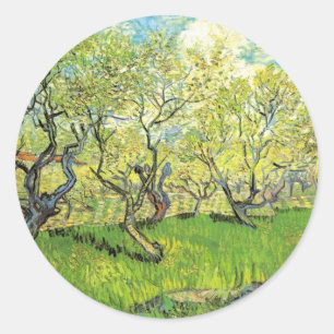 Obstgarten in Blüte Vincent van Gogh Runder Aufkleber