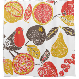 Obstgarten mit Vogel Duschvorhang