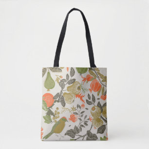 Obstgarten mit Vogel. nahtloses Muster Tasche
