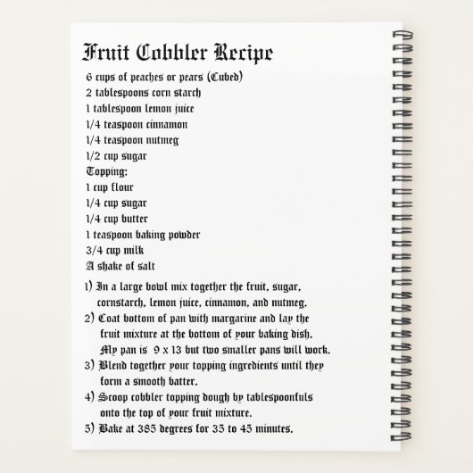 Obstkalender Planer (Rückseite)