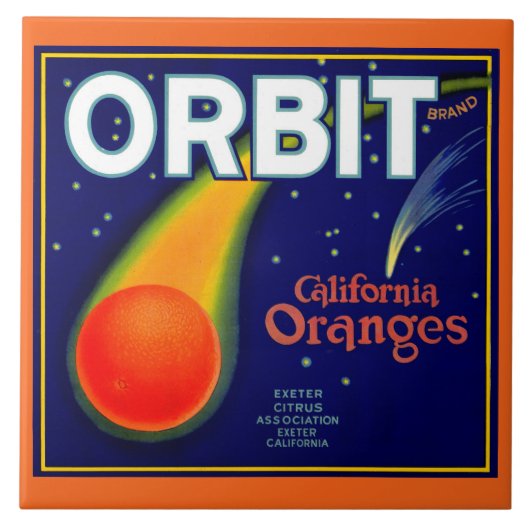 Obstkastenmarke Orbit Orange der 1920er Jahre Fliese (Vorderseite)