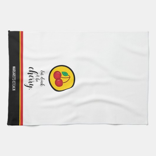 Obstkirschen Rot Gelb Einfache Sonne Geschirrtuch (Horizontal)