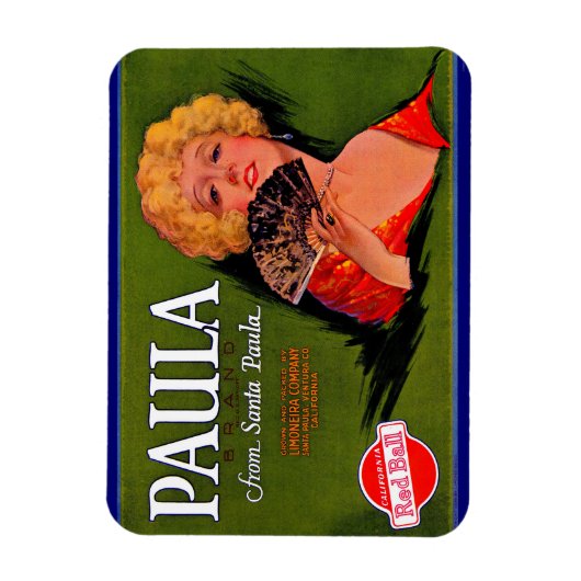 Obstkiste-Label Paula aus den 1920er Jahren aus Sa Magnet (Vertikal)