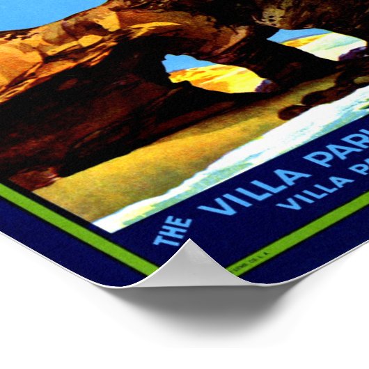 Obstkorb-Etikett "Three Arches Valencia Orange" Poster (Ecke)