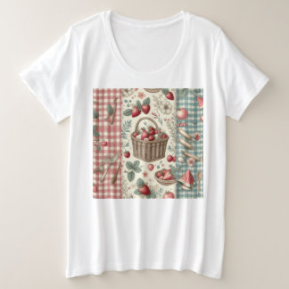 Obstkorb Gingham-Spaß Große Größe T-Shirt