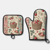 Obstkorb Gingham-Spaß Ofenhandschuh & Topflappen-Set (Vorderseite)