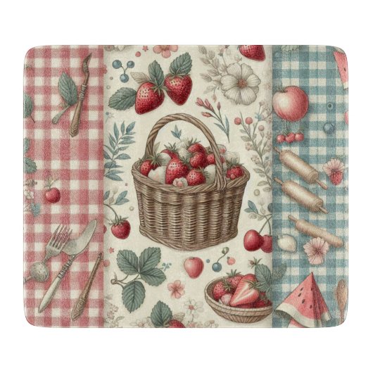Obstkorb Gingham-Spaß Schneidebrett (Vorderseite)
