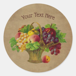 Obstkorb Vintage Kunst Personalized Runder Aufkleber
