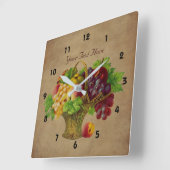Obstkorb Vintage Kunst Quadratische Wanduhr (Winkel)