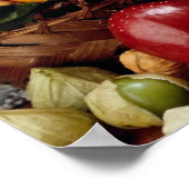 Obstkörbe, gemischte Früchte und Käse Poster (Ecke)