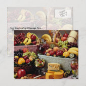 Obstkörbe, gemischte Früchte und Käse Postkarte (Vorne/Hinten)