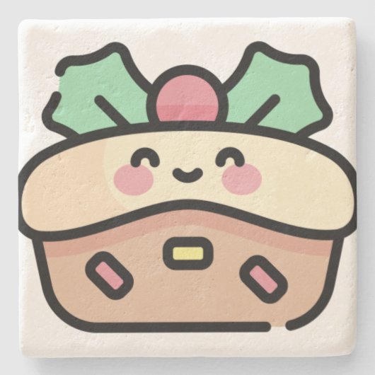 Obstkuchen Steinuntersetzer (Vorderseite)