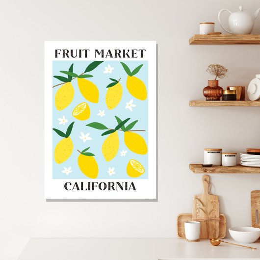 Obstmarkt California Gelbes Zitronenfutter Leinwanddruck