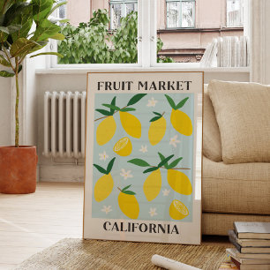 Obstmarkt Kalifornien Gelbe Zitrone Essen Poster