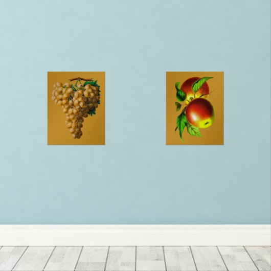 Obstmauer Art Trauben und Äpfel Bilderwand Sets (Holzboden)