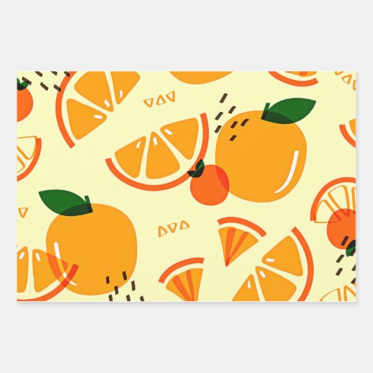 Obstmuster: Ananas, Orange und Zitrone Geschenkpapier Set (Vorderseite 2)