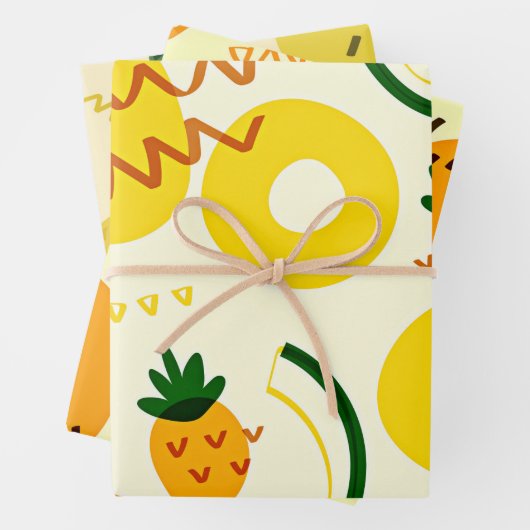 Obstmuster: Ananas, Orange und Zitrone Geschenkpapier Set (Beispiel)