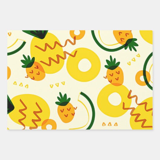 Obstmuster: Ananas, Orange und Zitrone Geschenkpapier Set (Vorderseite)