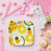 Obstmuster: Ananas, Orange und Zitrone Pappteller (Party)