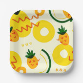 Obstmuster: Ananas, Orange und Zitrone Pappteller (Vorderseite)