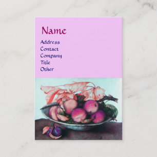 OBSTPfirsiche, Pflaumen und Blätter der SAISON ros Visitenkarte