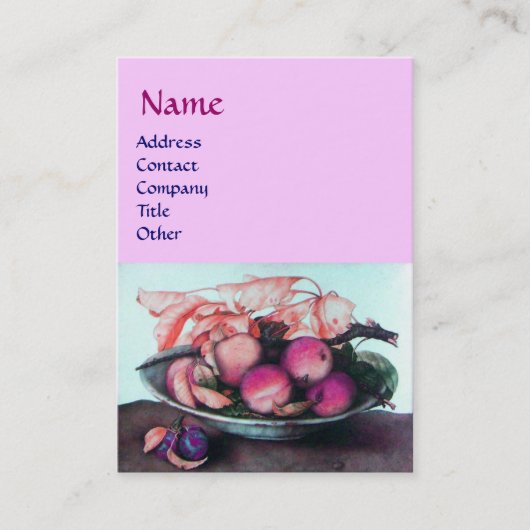 OBSTPfirsiche, Pflaumen und Blätter der SAISON ros Visitenkarte (Vorderseite)