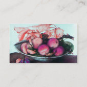 OBSTPfirsiche, Pflaumen und Blätter der SAISON Visitenkarte (Rückseite)