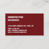 Obstpflanzen, Grünfuttermittel Visitenkarte (Rückseite)