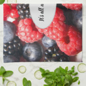 Obstrote schwarze Beeren mit anpassbarem Text Geschirrtuch (Gefaltet)