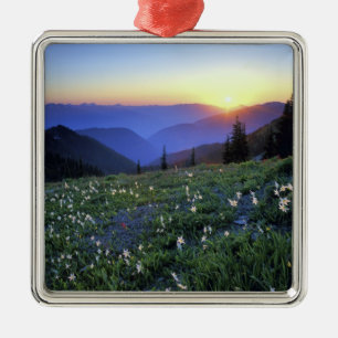 Obstruciton Point Sonnenuntergang, Olympic NP, WA, Silbernes Ornament
