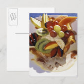 Obstsalat mit Eiscreme. Postkarte (Vorne/Hinten)