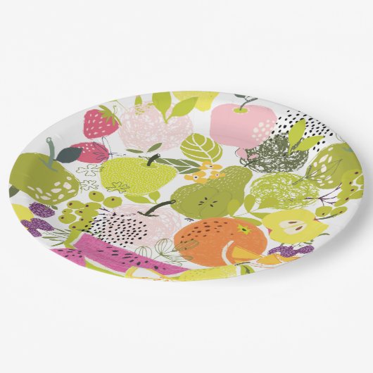 Obstsalat; Sommerkollektion Pappteller (Schrägansicht)
