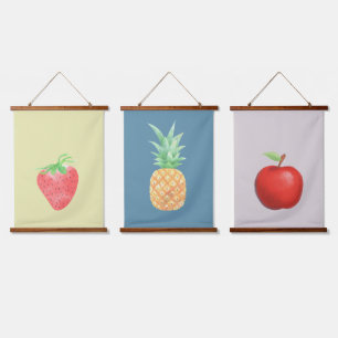 Obstsammlung Wandteppich Mit Holzrahmen