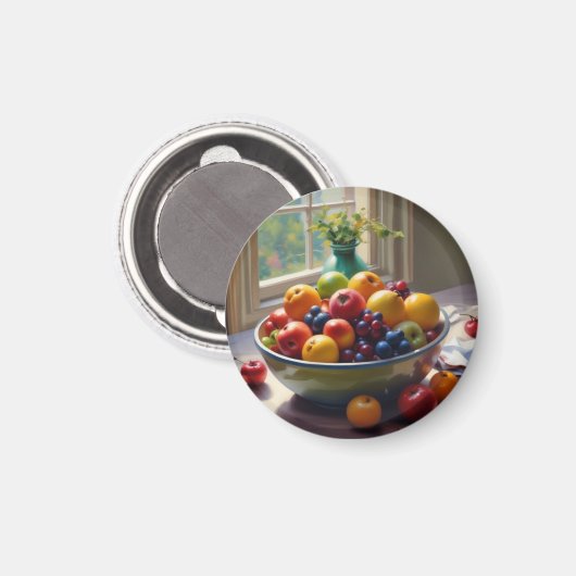 Obstschale auf einem Tafelölgemälde Magnet (Vorderseite/Rückseite)