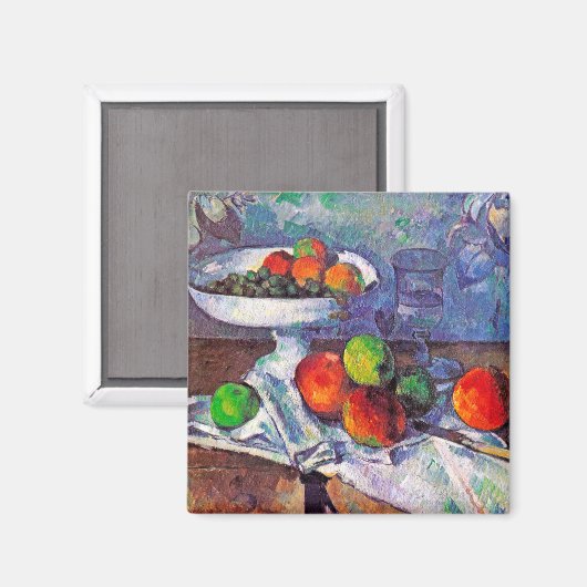 Obstschale, Glas und Äpfel, Cezanne Magnet (Vorderseite/Rückseite)