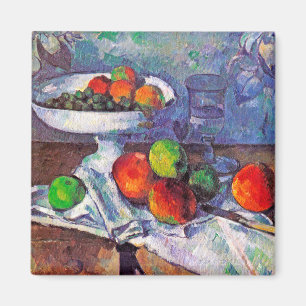 Obstschale, Glas und Äpfel, Cezanne Magnet