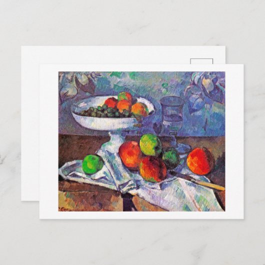 Obstschale, Glas und Äpfel, Cezanne Postkarte (Vorne/Hinten)