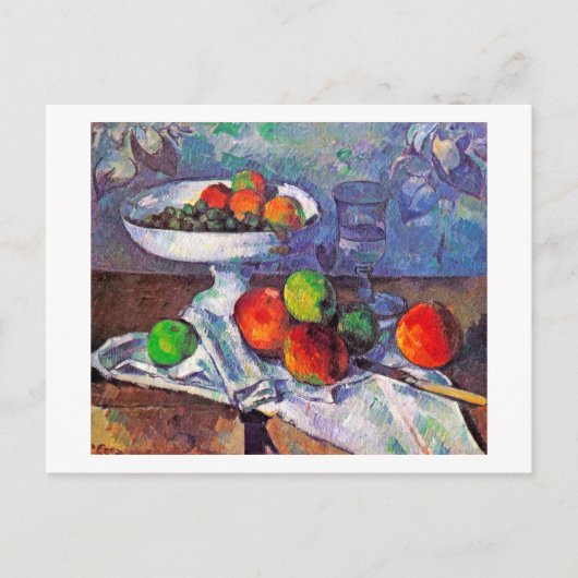 Obstschale, Glas und Äpfel, Cezanne Postkarte (Vorderseite)
