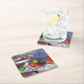Obstschale, Glas und Äpfel, Cezanne Rechteckiger Pappuntersetzer (Vor Ort)