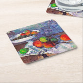 Obstschale, Glas und Äpfel, Cezanne Rechteckiger Pappuntersetzer (angewinkelt)