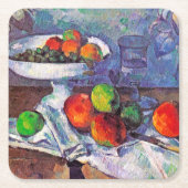 Obstschale, Glas und Äpfel, Cezanne Rechteckiger Pappuntersetzer (Vorderseite)