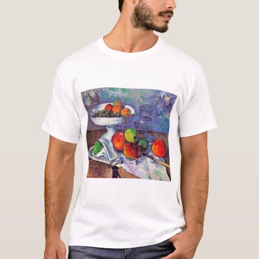 Obstschale, Glas und Äpfel, Cezanne T-Shirt (Vorderseite)