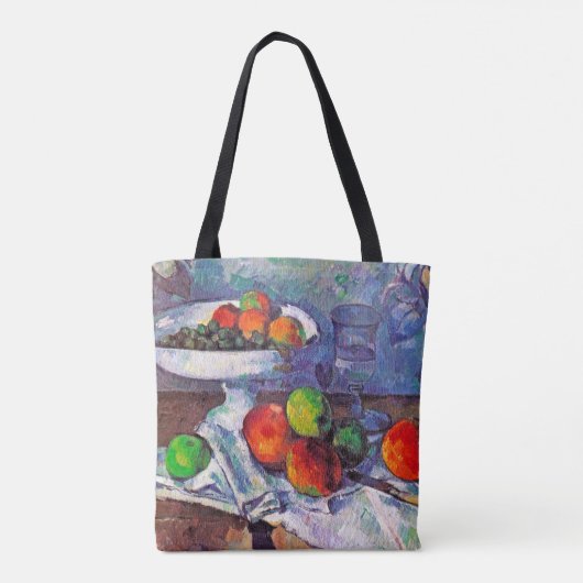 Obstschale, Glas und Äpfel, Cezanne Tasche (Rückseite)