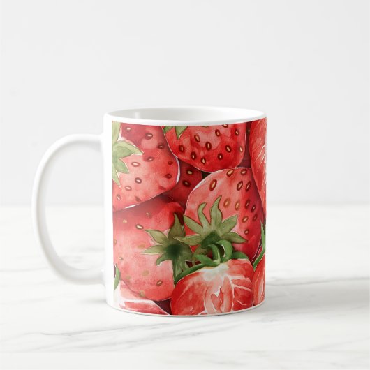 Obstsorten - Erdbeerdesign Cermische Tasse (Links)
