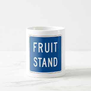 Obststand-Straßenschild Kaffeetasse